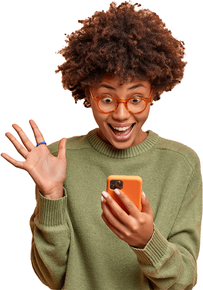 Improve Credit Score with Pyramid Credit Repair | Pyramid Credit Repair | Pyramid Credit Repair pyramid-credit-repair-woman-holding-cellphone-shocked-at-high-credit-score-boost