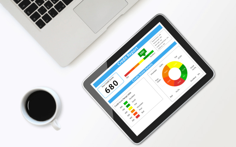 A man looking at his credit report from a credit reporting agency