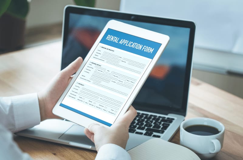 A person looking at their rental application