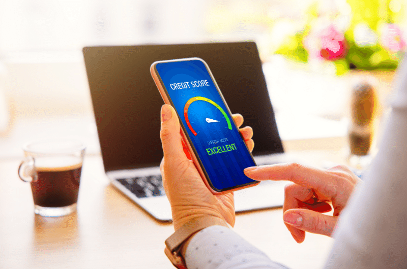 A person looking at their credit report, showing their credit history and credit repair companies