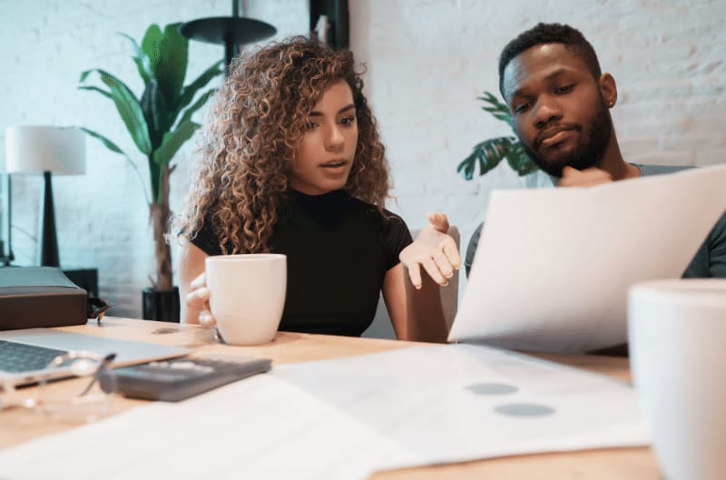 A couple discussing their monthly mortgage payments