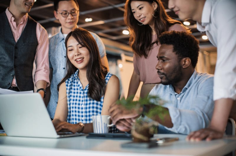 A group of millennials using digital financial tools